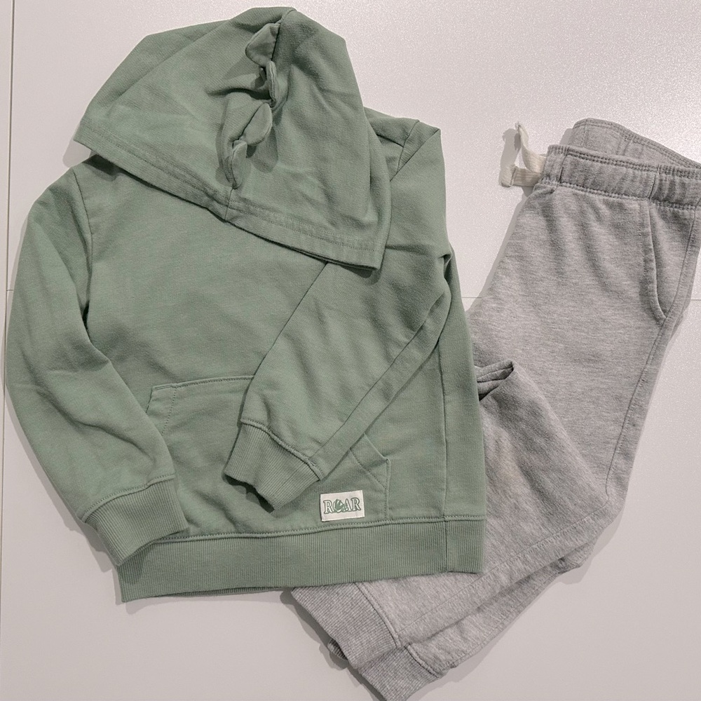 Green and Gray Kids Hoodie and Joggers Set